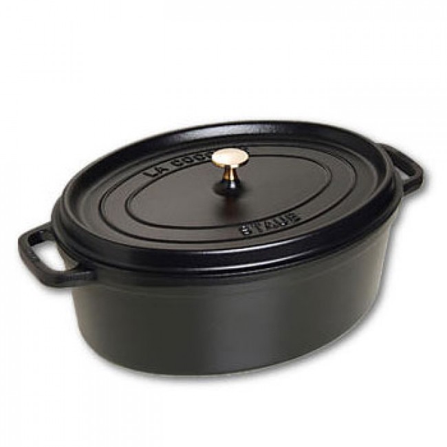 Oval cast iron cocotte 14.5" / 37 cm - black