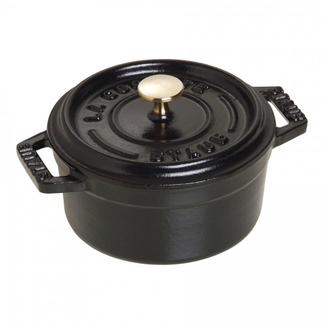 Round cast iron cocotte 4" / 10 cm - black
