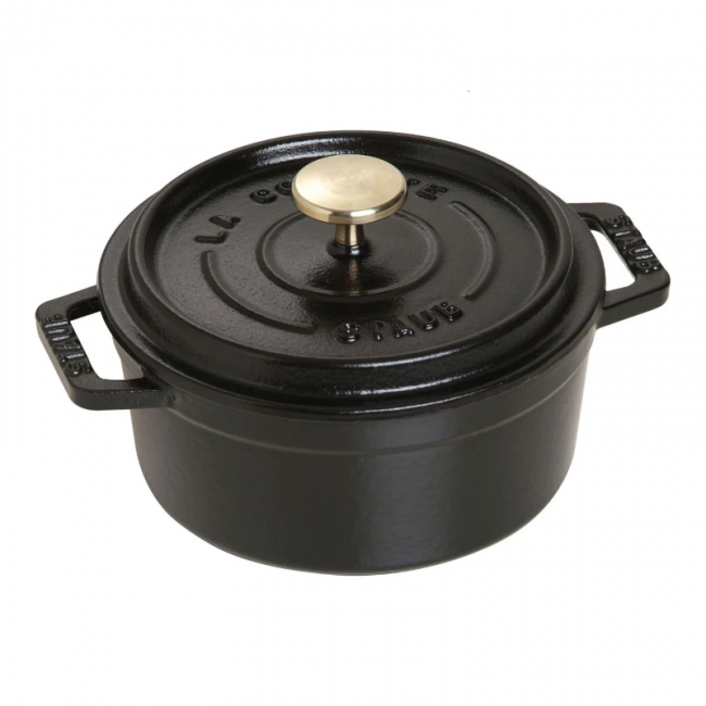 Round cast iron cocotte 4.7 in / 12 cm - black