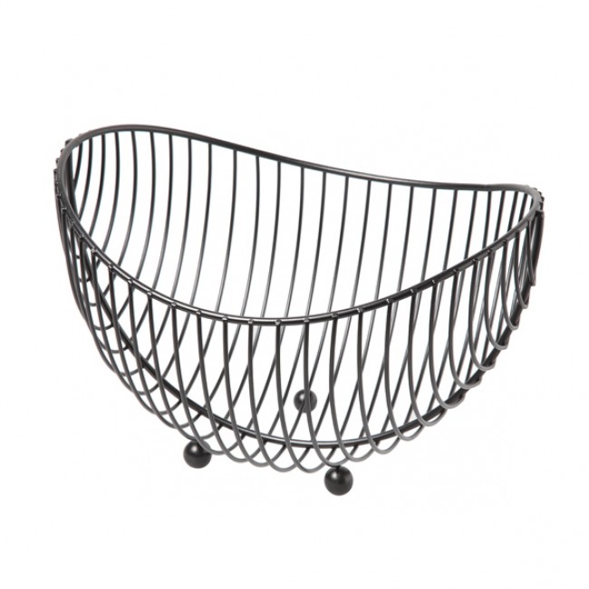 Fruit basket chrome black 10 x 9 x 11" - Chrome - Cosy & Trendy