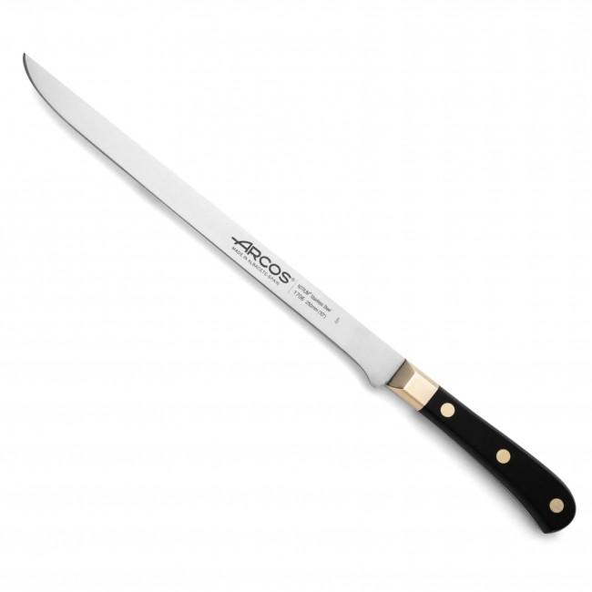 Couteau à jambon - lame inox Nitrum 25cm - manche blanc - Riviera - Arcos