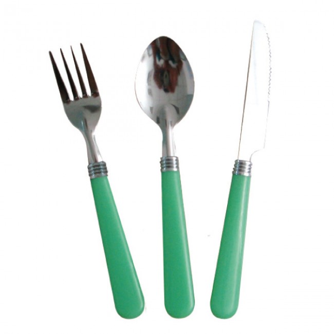 Lot de 3 couverts jetables vert d'eau en inox - X10 -  Couvert à usage unique - Az Boutique