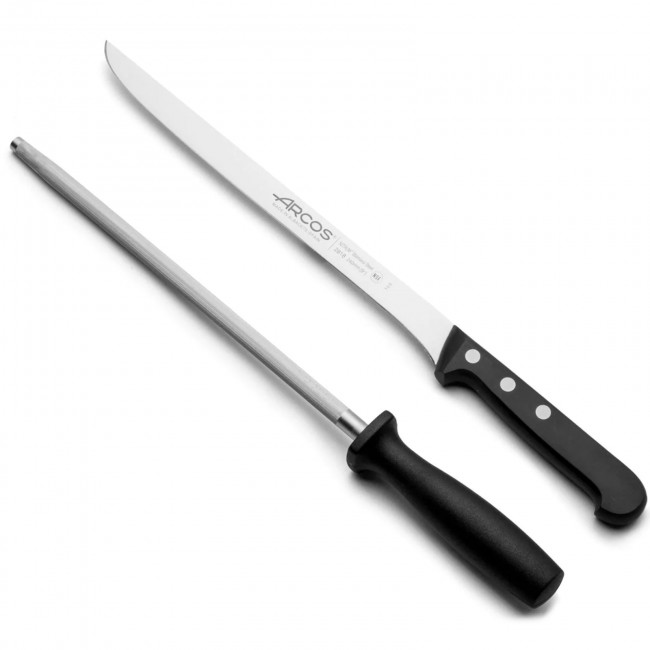 Ensemble couteau à jambon et fusil - coffret cadeau - Maître - Arcos