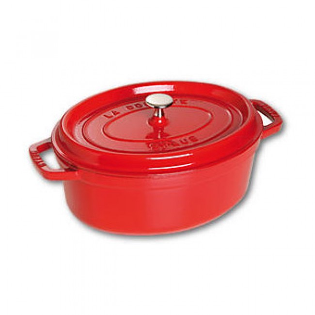 Oval cast iron cocotte 12.2" / 31 cm - cherry red 