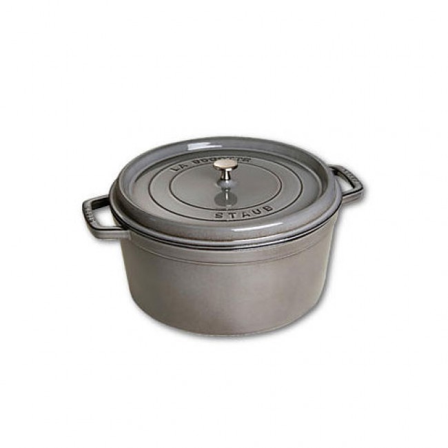 Round cast iron cocotte 13.4" / 34 cm - graphite grey