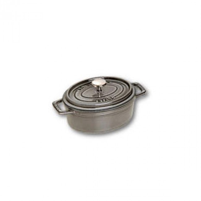 Oval cast iron cocotte 6.6" / 17 cm - graphite grey