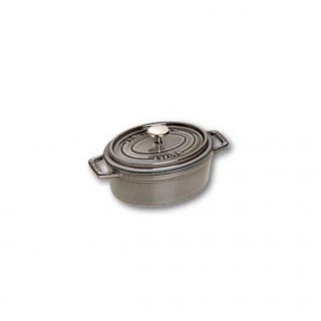 Oval cast iron cocotte 4.3" / 11 cm - graphite grey