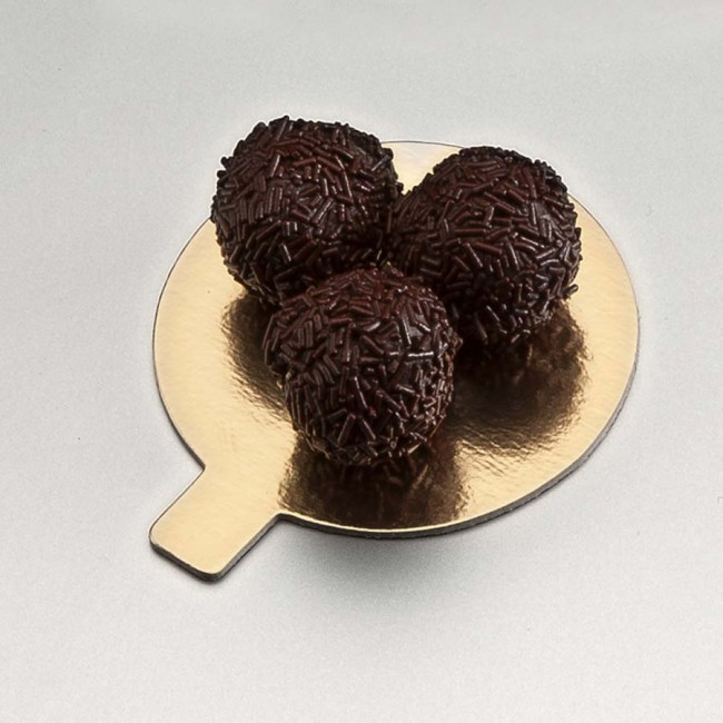 golden and black round cardboard flap - 8cm - cardboard for pastry - az boutique