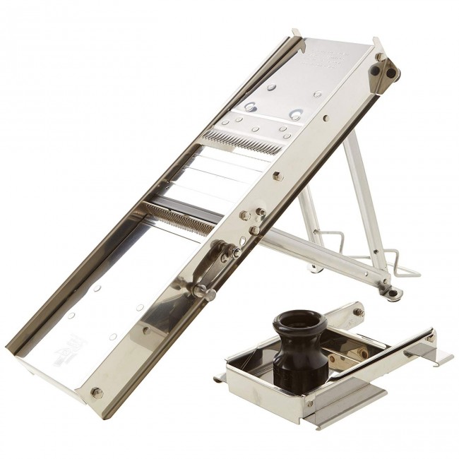 Professional Stainless steel mandoline 38 blades + steel guard & plastic handle 17 x 6 x 2 " / 42 x 15 x 4 cm - Mandolines - Bron Coucke