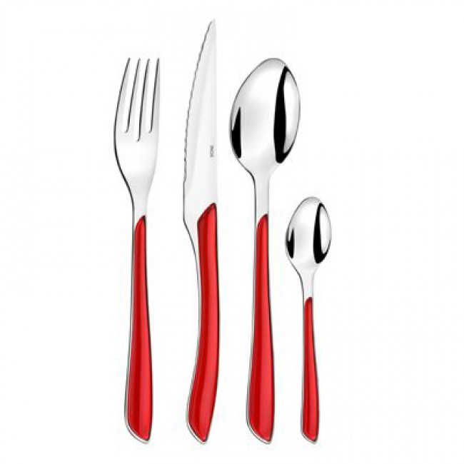 Ménagère 18 pièces rouge en inox 18/0 2mm - Eclat rouge - Amefa