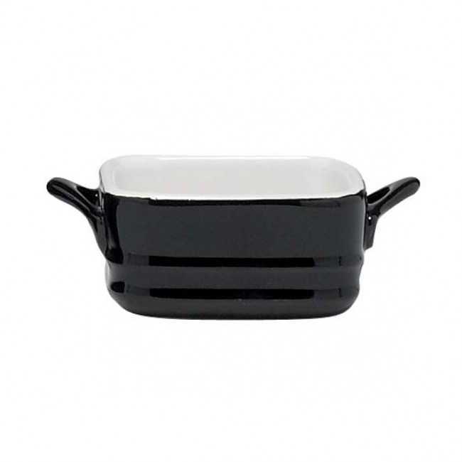 Sandstone black white mini gratin dish 1 in / 2.5 cm 2.8 in / 7 cm