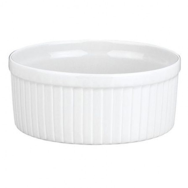 Porcelain classic pleated soufflé dish 42oz / 125cl white 7" / 19.1cm - Pillivuyt