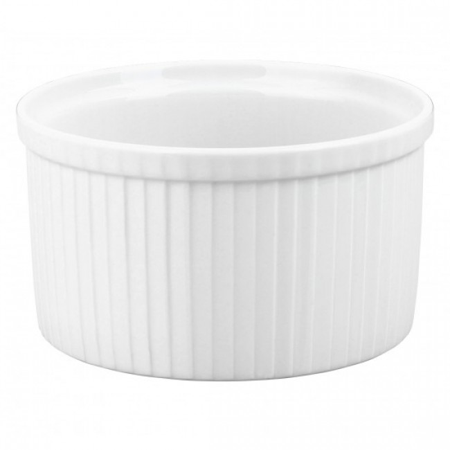 Porcelain pleated deep soufflé dish 91.3 oz / 270 cl white 20.5 cm