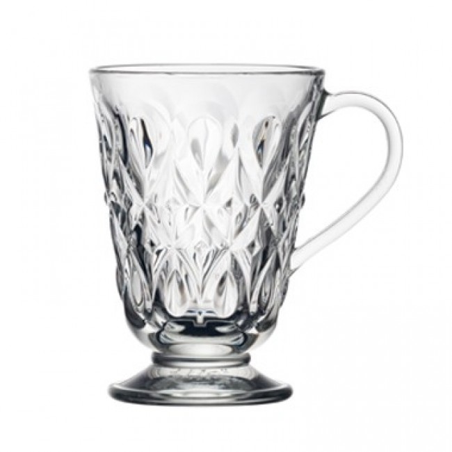 Transparent glass mug almond pattern / 9 oz / 26.5 cl - Set of 6