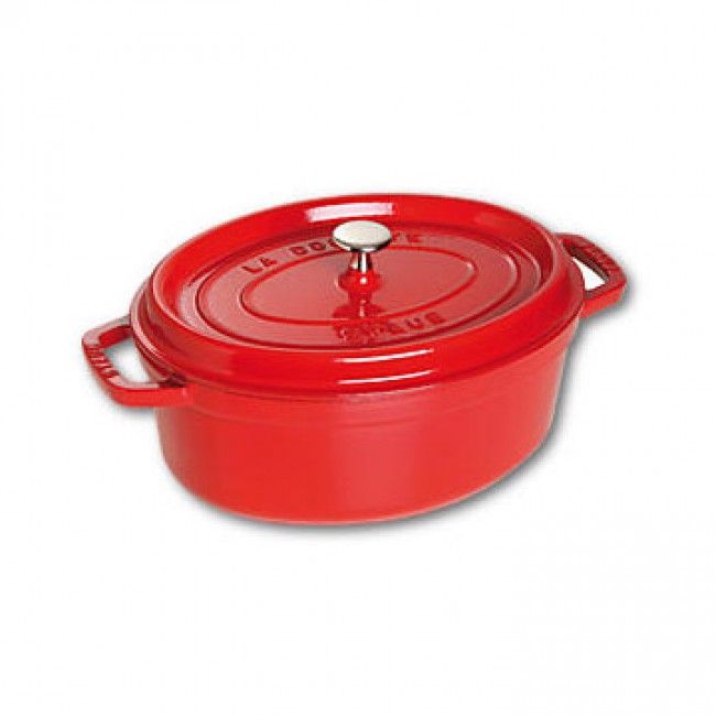 Oval cast iron cocotte 10.6" / 27 cm - cherry red 