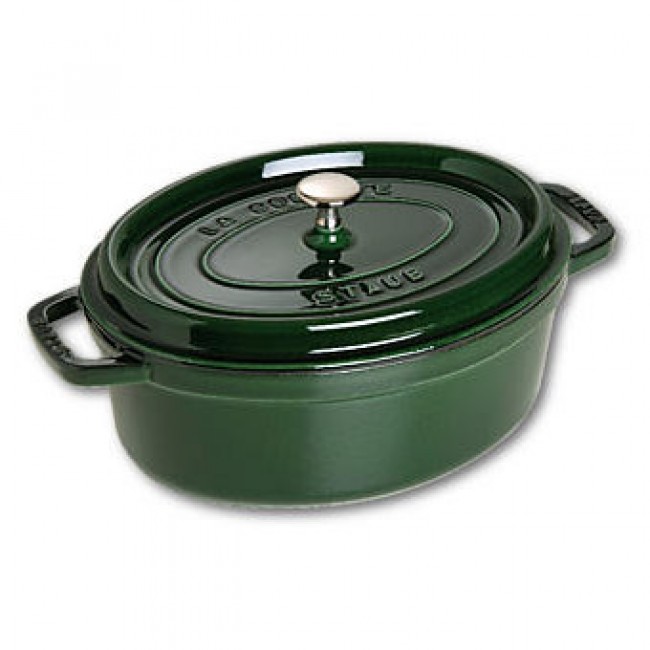 Oval cast iron cocotte 11.4" / 29 cm - basil green