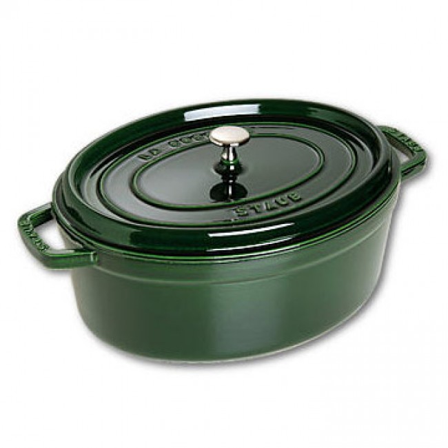 Oval cast iron cocotte 12.2" / 31 cm - basil green