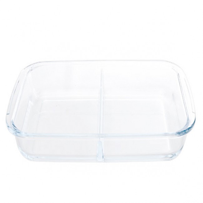 Rectangular glass oven dish 2 compartments