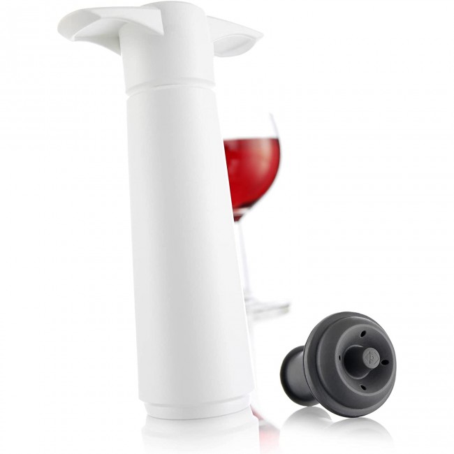 White stainless steel vacuum pump with 1 stopper Vacu Vin