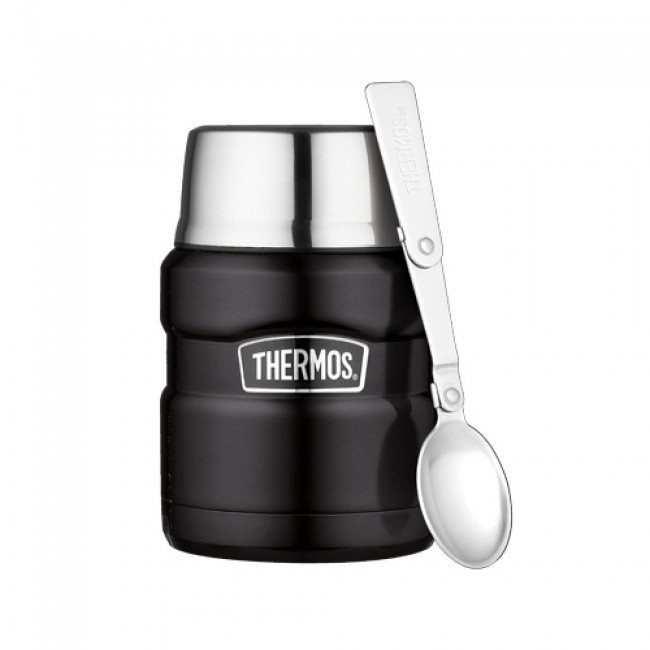 Stainless steel insulated food flask 47cl / 16oz matte black - King - Thermos