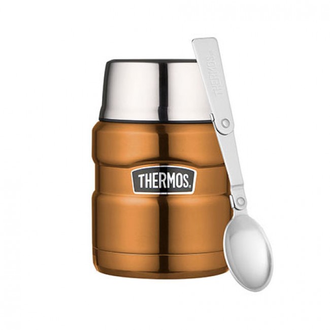 Stainless steel insulated food flask with spoon 47cl / 16oz copper - King - Thermos