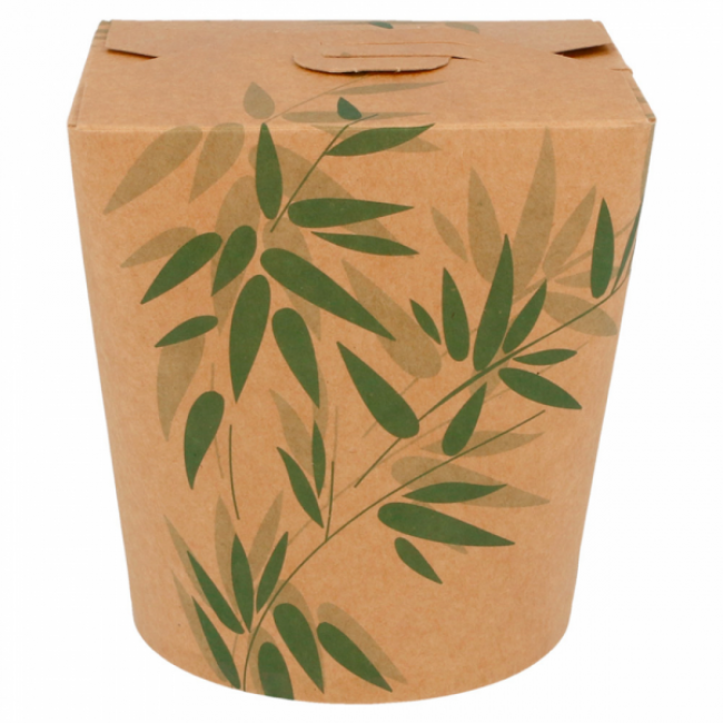 Noodle box 33oz / 960ml Ø4"x4" (9x10.8cm) green leaves patterns - Set of 50 - Feel Green - AZ Boutique