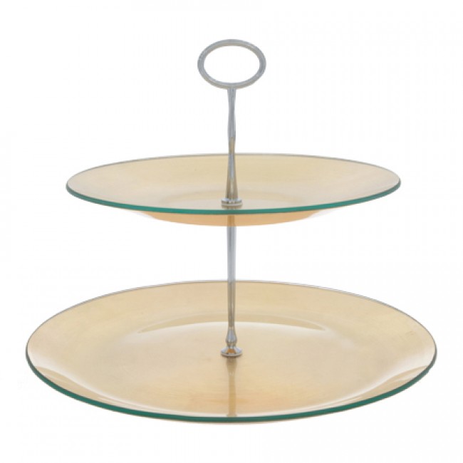 Cake shelf 2 levels gold 10" X 12" - Height 10" - Buffet - Cosy & Trendy