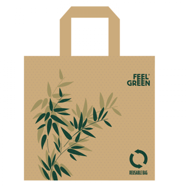 Reusable bag 80g/m² 18x8x16" (45x10x40) green leaves patterns - Set of 50 - Feel Green - AZ Boutique