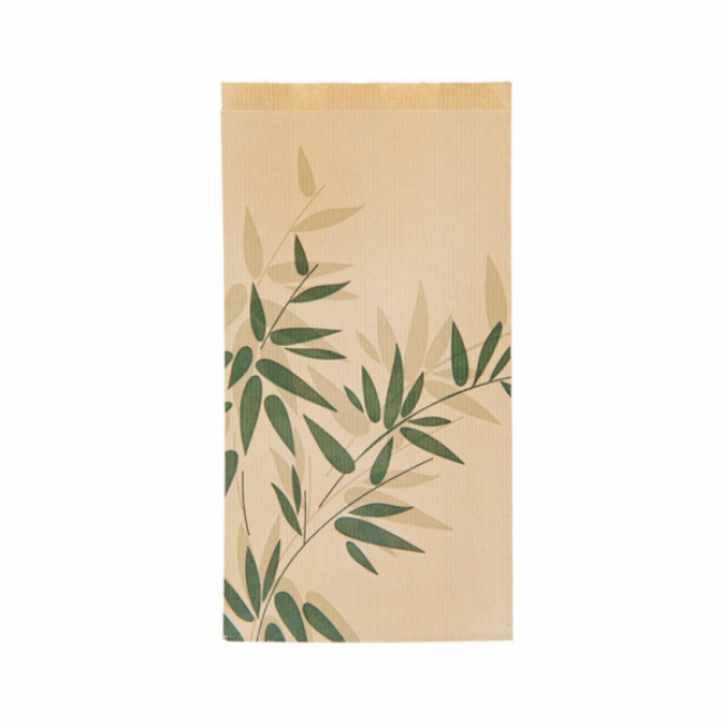 Brown kraft pastry wrapper 32g/m² 5x2x9" (12x5x22cm) green leaves patterns - Set of 500 - Feel Green - AZ Boutique
