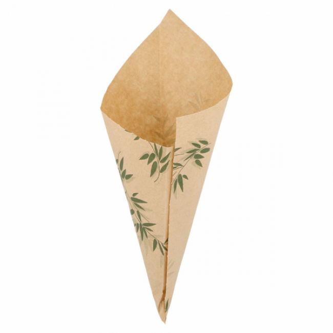 Anti-grease parchment paper cone 8x6" (20x14cm) green leaves patterns - Set of 2000 - Feel Green - AZ Boutique