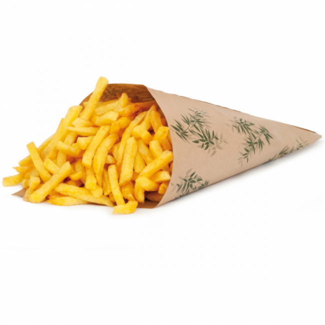 Anti-grease parchment paper cone 13x9" (34x24cm) green leaves patterns - Set of 1000 - Feel Green - AZ Boutique