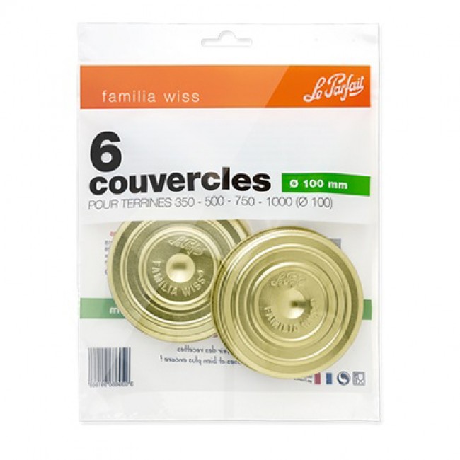 Set of 6 4" / 100mm terrine jar lids Familia Wiss Le Parfait