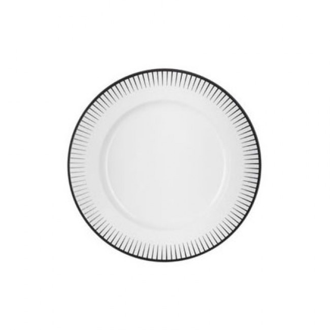 White porcelain coffee saucer 4.9 in / 12.5 cm with black pattern in relief