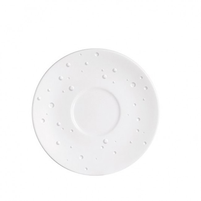 White porcelain coffee saucer with water droplets design 4.9 in / 12.5 cm