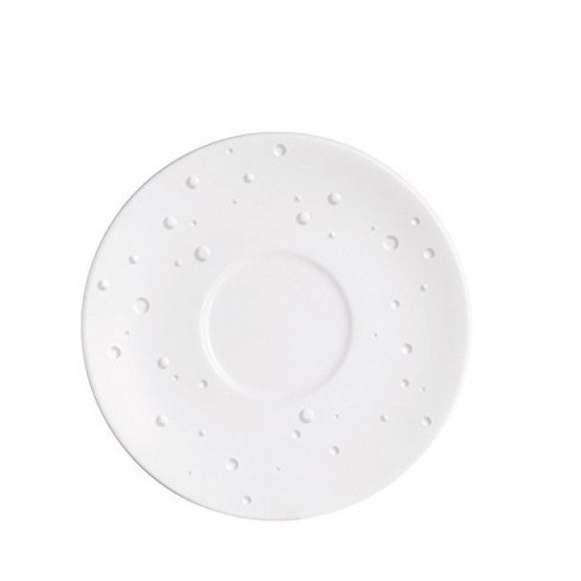 White porcelain tea saucer with water droplets design 5.7 in / 14.5 cm