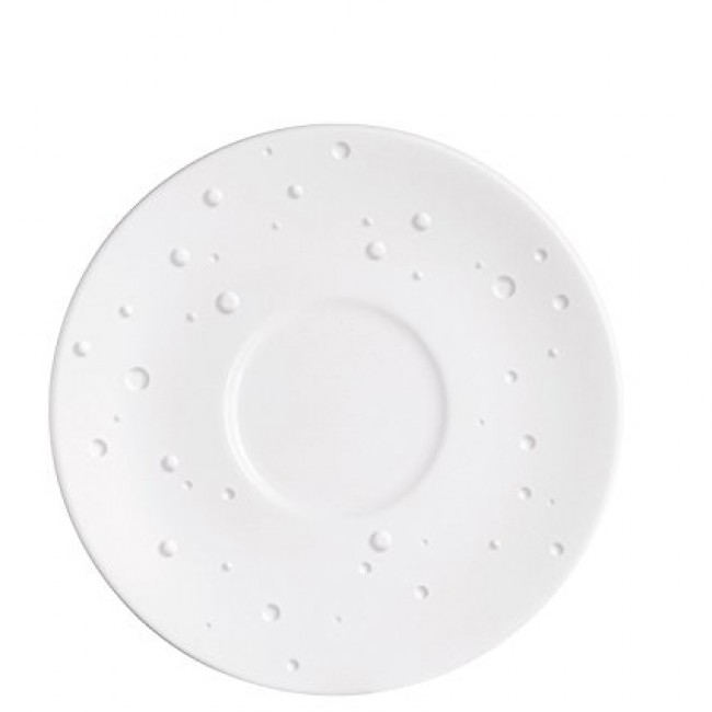 White porcelain lunch saucer with water droplets design 6.5 in / 16.5 cm