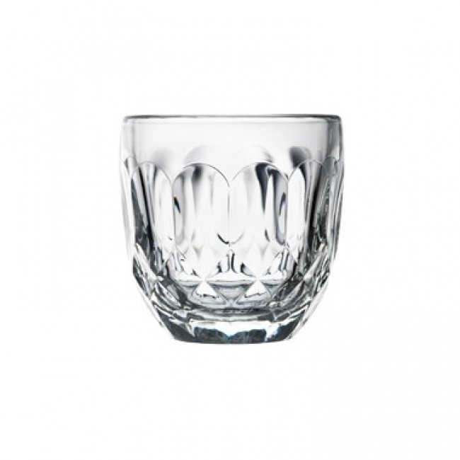 Transparent glass expresso cup facets pattern 3.4 oz / 10 cl - Set of 6