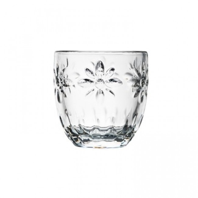 Transparent glass expresso cup flowers pattern / 3.4 oz / 10 cl - Set of 6