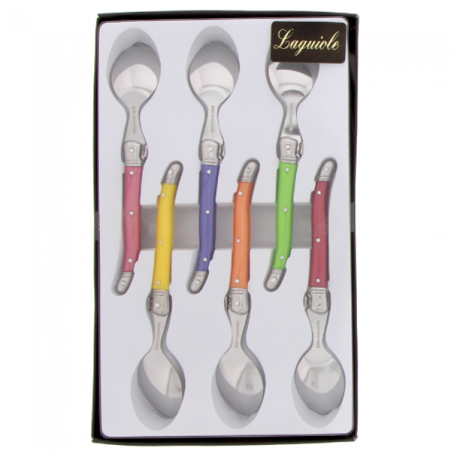 Set of 6 Laguiole coffee spoons - 6 pastel colours