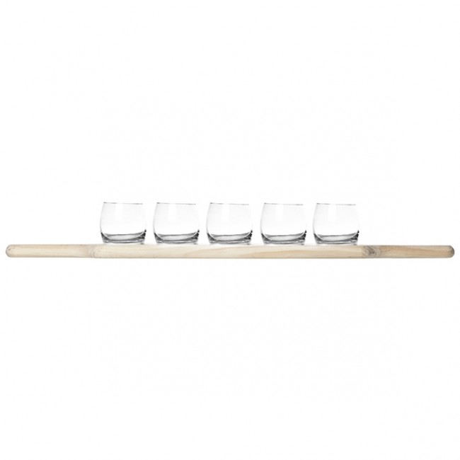 5 Appetizer glasses 5.1 oz / 15 cl on wooden tray - Set of 5