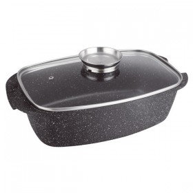 Cast Aluminium baking dish with glass lid 5,7L/193oz - Stone effect