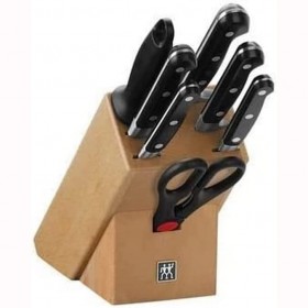 Wooden knife block - 8 pieces - black handle