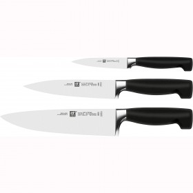 Set of 3 kitchen knives - black handle