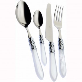 24 pieces cutlery set 18/10 stainless steel - chrome ring - white handle