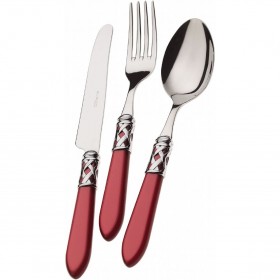 24 pieces cutlery set 18/10 stainless steel - chrome ring - burgundy silk effect handle