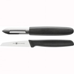 Paring knife & peeler 7cm - black handle - set of 2