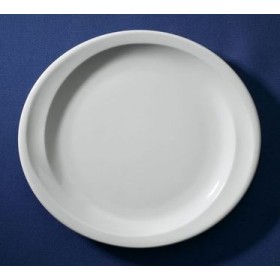 Assiette plate ovale blanche 9.3 x 8.3 in / 23,5 x 21 cm