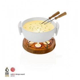 Fondue white ceramic set black 33,8oz/1L - Twinkle