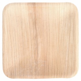 Disposable square areca plate natural color 18x1.5 cm / 7 x 0.3" - Set of 25