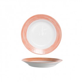 Round soup plate white/orange 8.7" / 22.5cm - Set of 6
